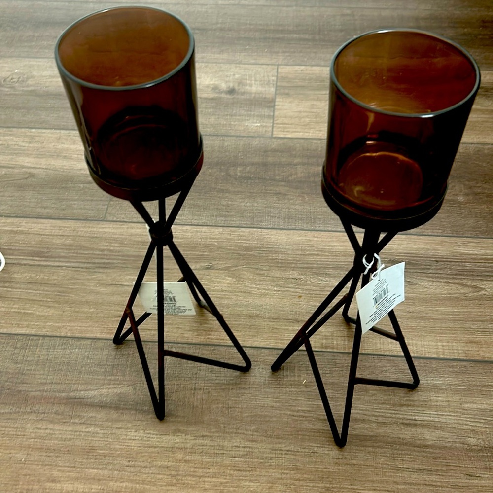 Set of 2 15” candle holders.